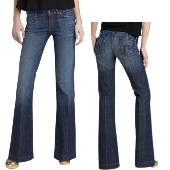 Citizens Of Humanity Denim - Citizens Of Humanity | Faye #003 Low Waist Full Leg Dark Wash Jeans | Sz 32